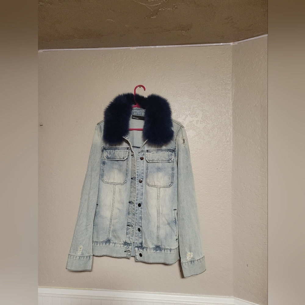 Ava Kris Jean Jacket with Midnight Blue Collar